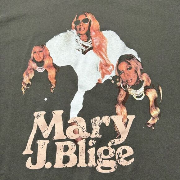 Mary J Blige Relaxed Boyfriend Tee Shirt Womens XS Gray Graphic Print Hip Hop - Picture 3 of 10